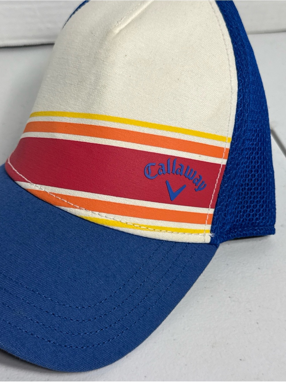 Callaway Blue, White, Red & Yellow Striped Trucker Hat